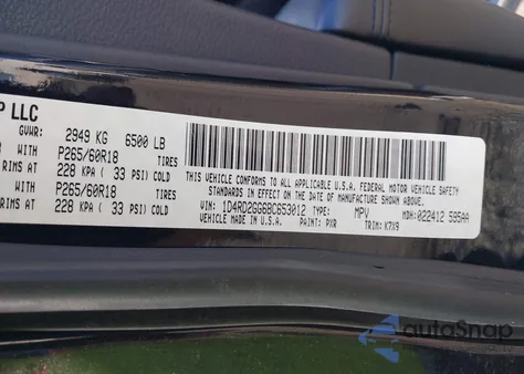 2011 Dodge Durango Express из США, поврежденный, VIN 1D4RD2GG6BC653012